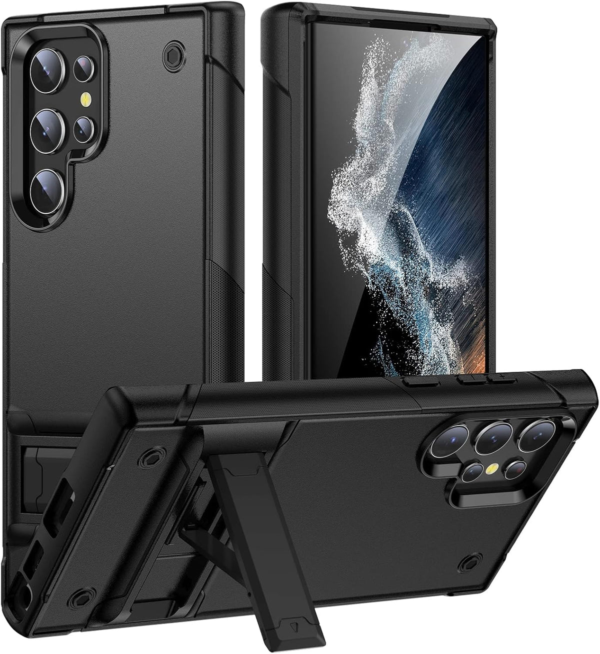 Samsung Galaxy S25 Ultra Case - Black - Heavy Duty Armor Kickstand Back Cover