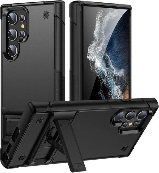 Samsung Galaxy S25 Ultra Hülle - Schwarz - Heavy Duty Armor Kickstand Backcover