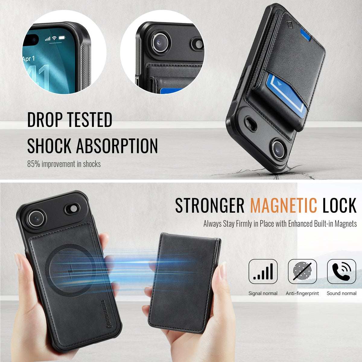 Apple iPhone Air Hoesje - Charcoal Gray - MagSafe Back Cover met Pasjeshouder
