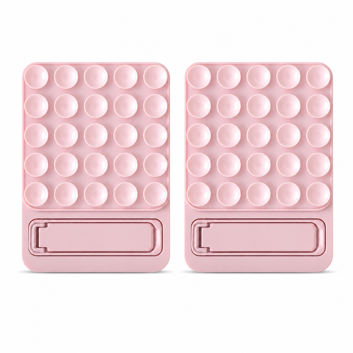Casemania Siliconen Zuignap Sticker met Kickstand - Roze - 2 Stuks
