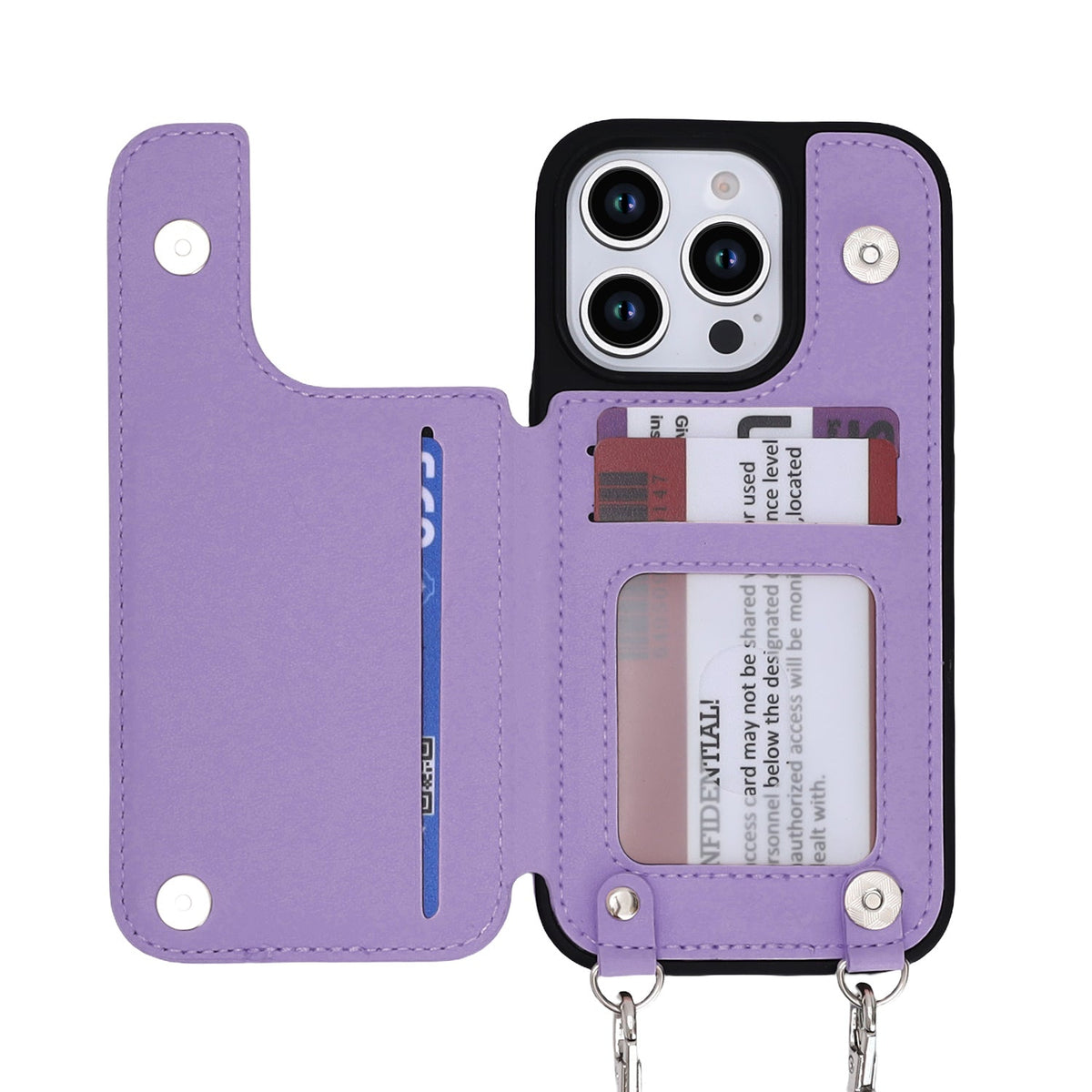 Apple iPhone 16 Pro Max Hoesje - Paars - Luxe Back Cover met Telefoonkoord en Rits