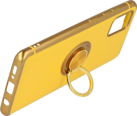 Samsung Galaxy S20 Hoesje - Geel - Siliconen Ring Kickstand Back Cover