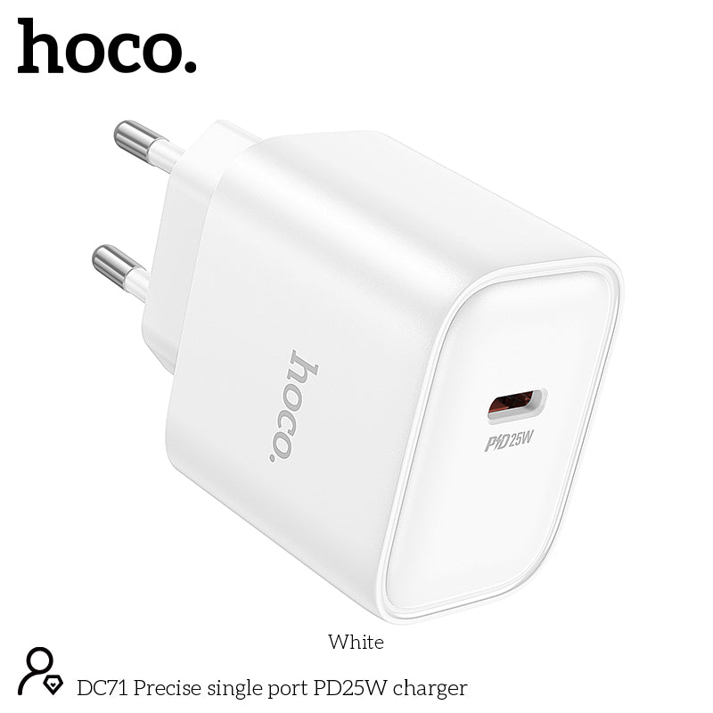 Hoco 25W USB-C Fast Charger with USB-C Cable 2m - White