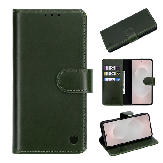 Coque Samsung Galaxy S26 - Forest Green - Étui portefeuille en cuir véritable