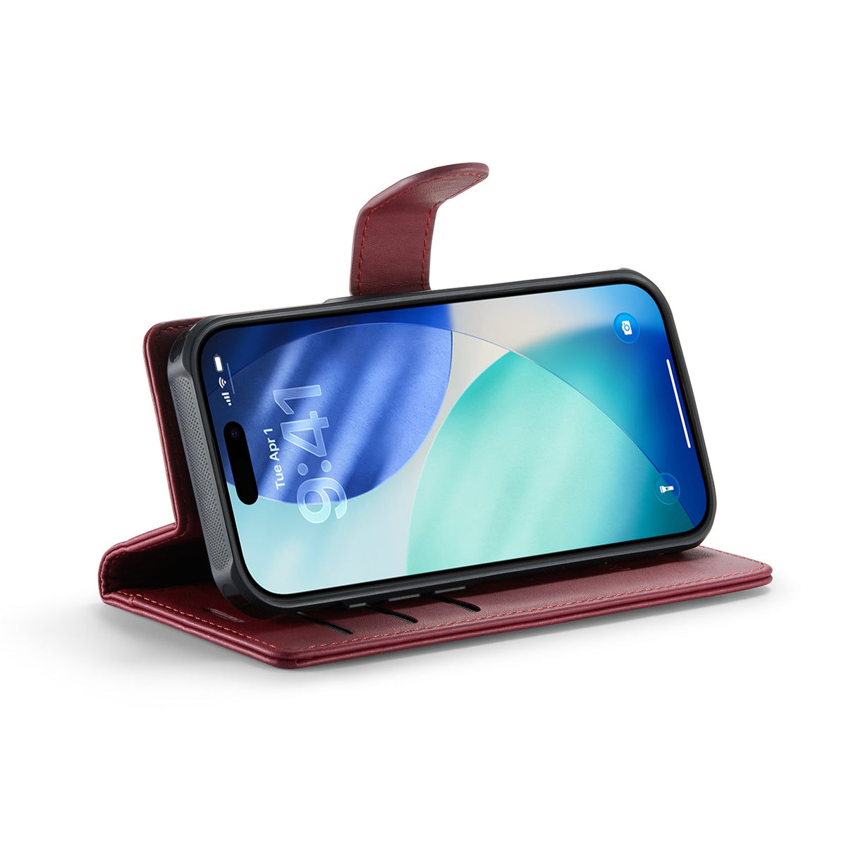 Apple iPhone 17 Hoesje - Burgundy Red - Luxe 2 in 1 MagSafe Bookcase