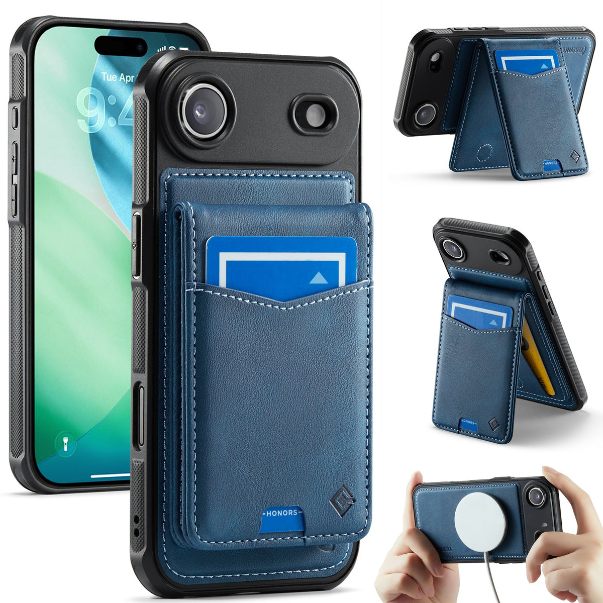 Apple iPhone Air Hoesje - Navy Blue - MagSafe Back Cover met Pasjeshouder