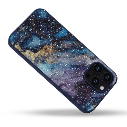 Apple iPhone 15 Pro Case - Blue - Diamond Marble Glitter Back Cover