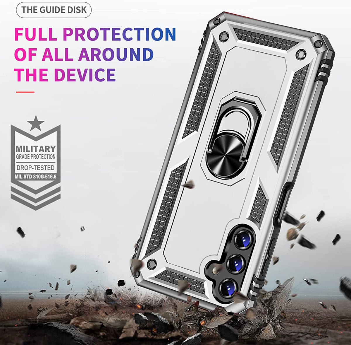 Samsung Galaxy A14 4G Hoesje - Grijs - Armor Kickstand Back Cover