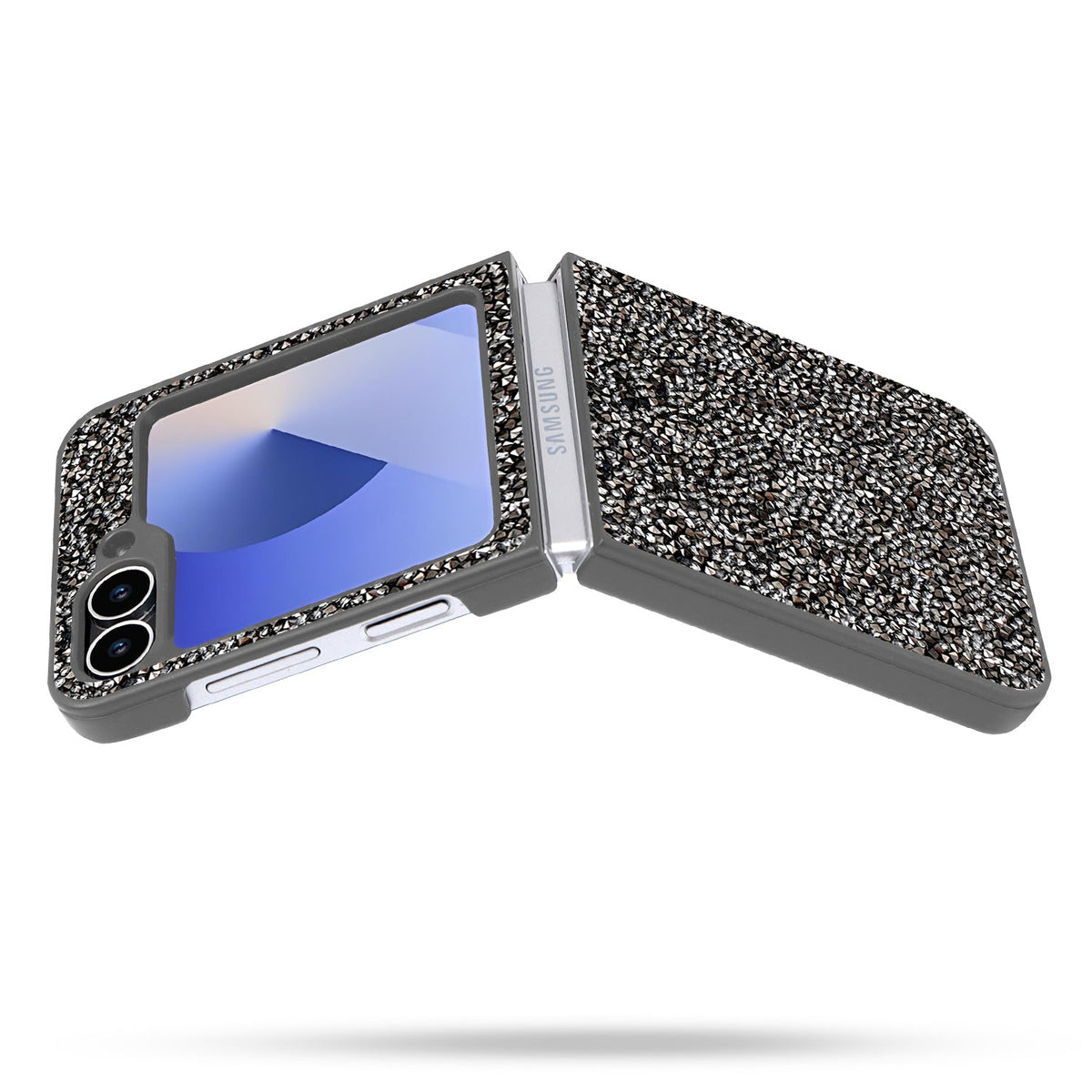 Samsung Galaxy Z Flip 6 Hoesje - Zilver - Diamant Glitter Back Cover