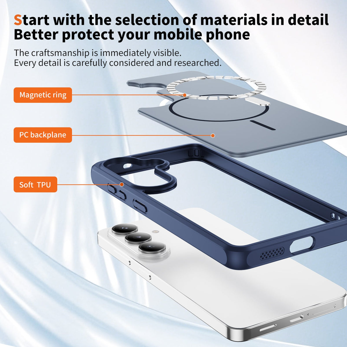 Samsung Galaxy A57 Case - Dark Blue - Magnetic Matte Silicone MagSafe Back Cover