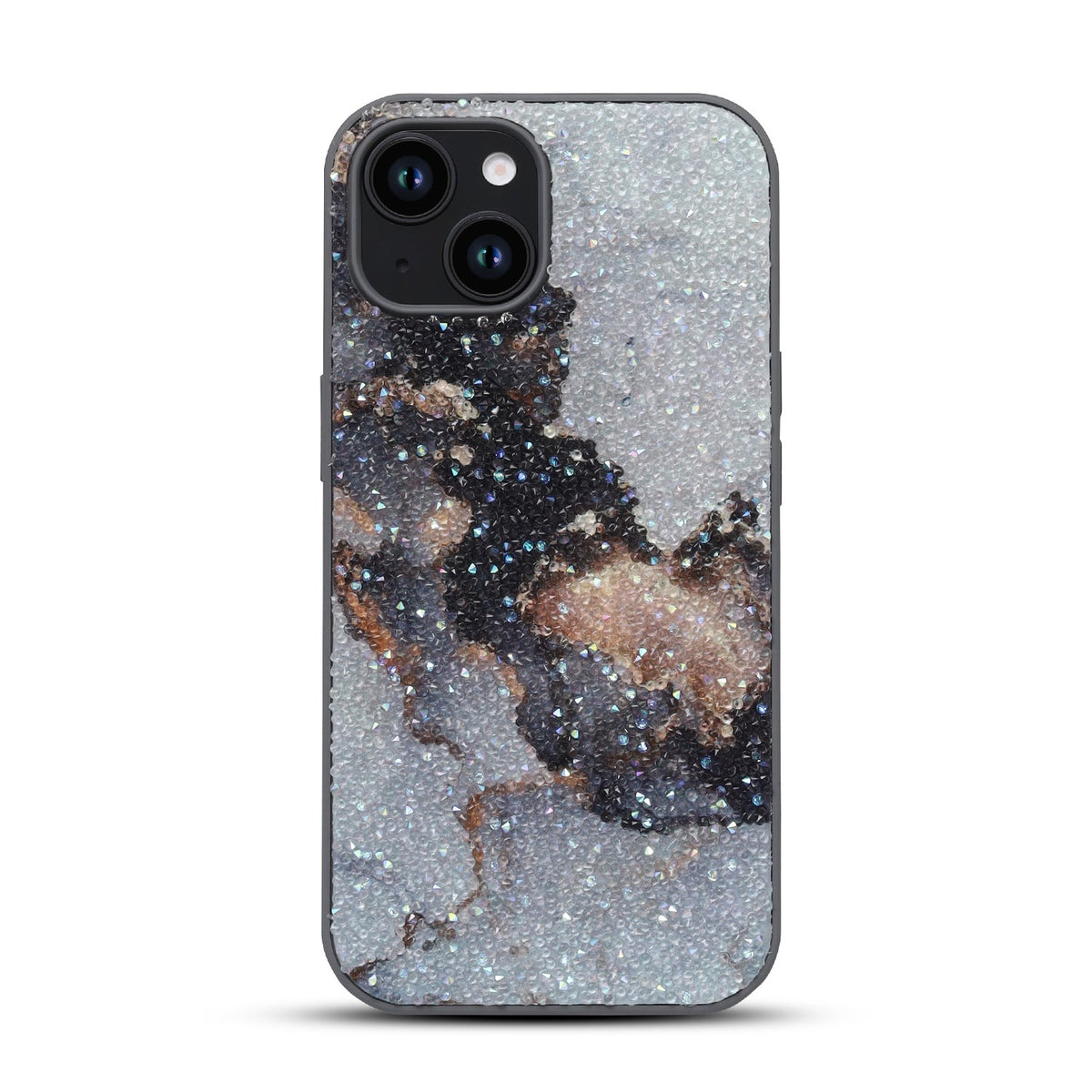 Apple iPhone 13 Case - Grey - Diamond Marble Glitter Back Cover
