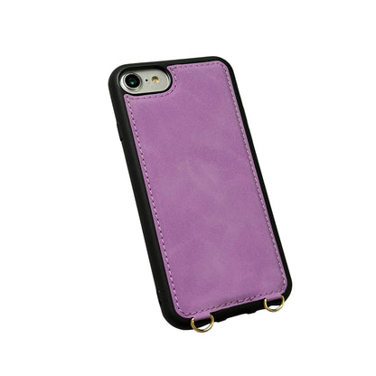 Apple iPhone 7 Case - Bright Lila - Back Cover with Mirror, Sliding Card Holder and Phone Strap