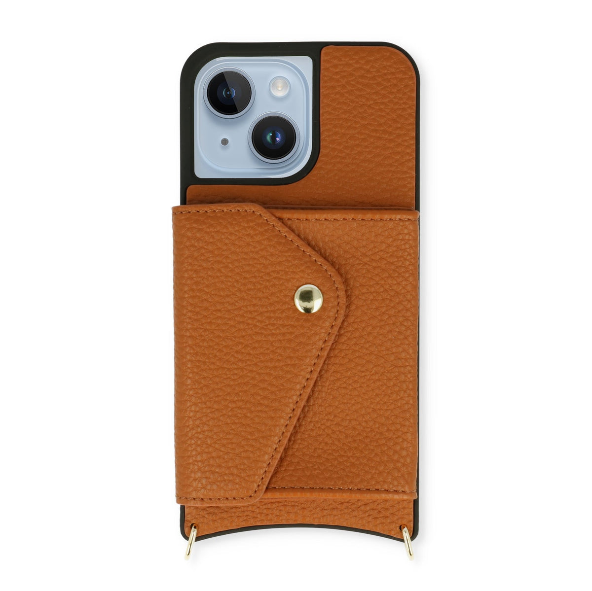 Apple iPhone 14 Hoesje - Bruin - Luxe Back Cover met Telefoonkoord
