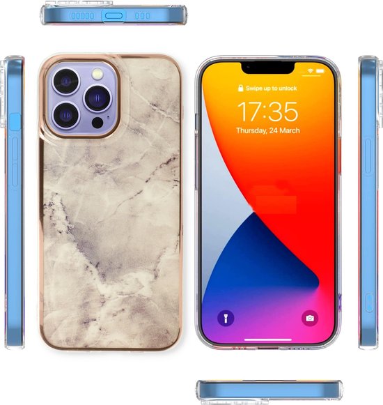 Apple iPhone 13 Pro Max Case - Stone - Silicone Marble Back Cover