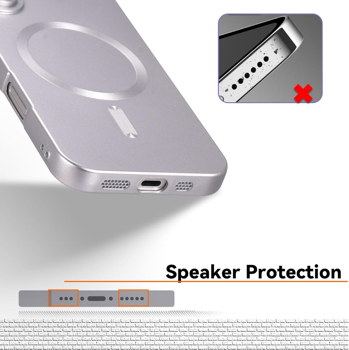 Apple iPhone 16 Plus Case - Silver - Matte Silicone MagSafe Back Cover