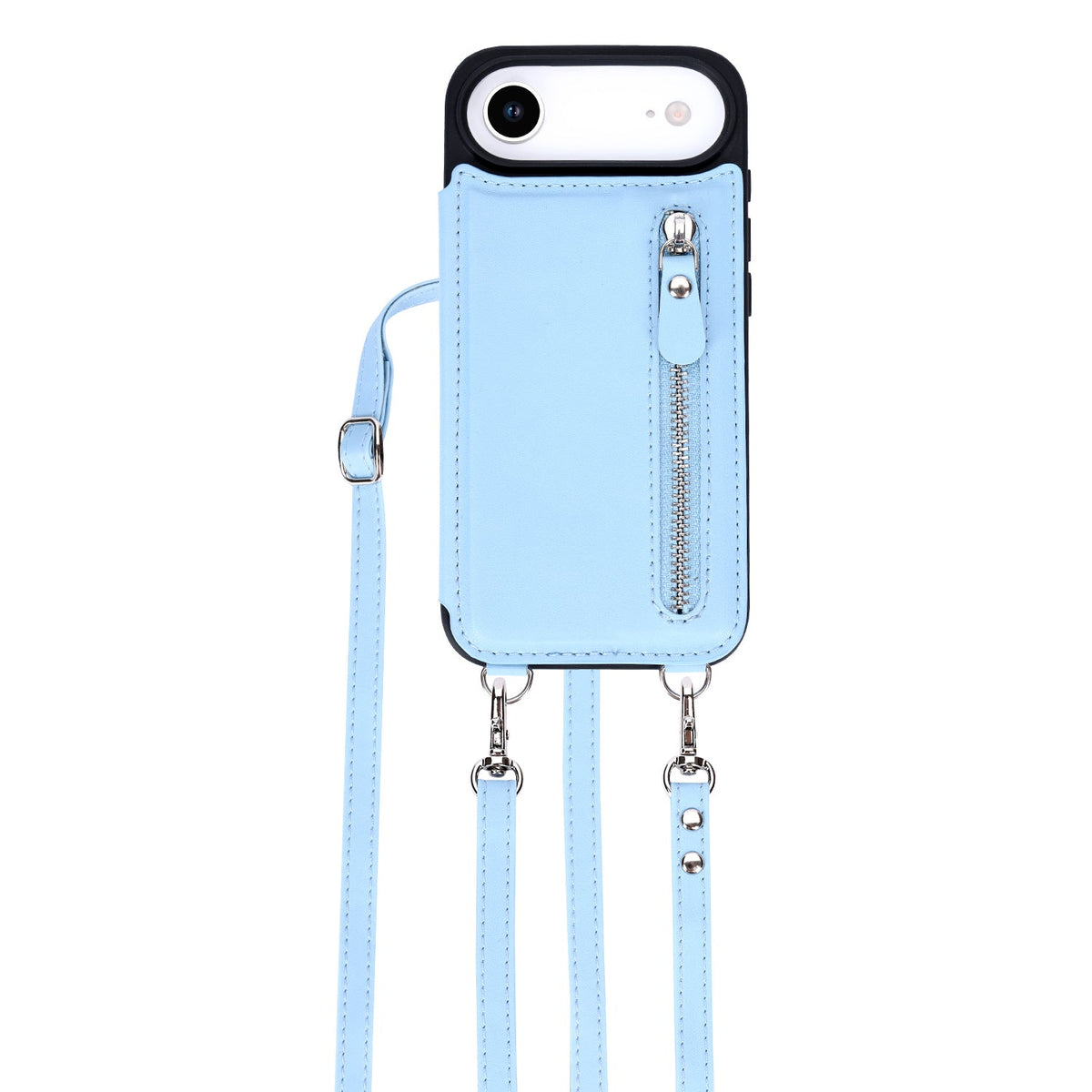 Apple iPhone Air Hoesje - Licht Blauw - Luxe Back Cover met Telefoonkoord en Rits