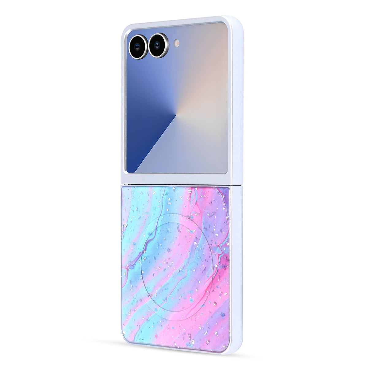 Coque Samsung Galaxy Z Flip 7 - Licorne - Marbre Paillettes MagSafe Back Cover