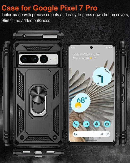 Google Pixel 7 Pro Hoesje - Zwart - Armor Kickstand Back Cover