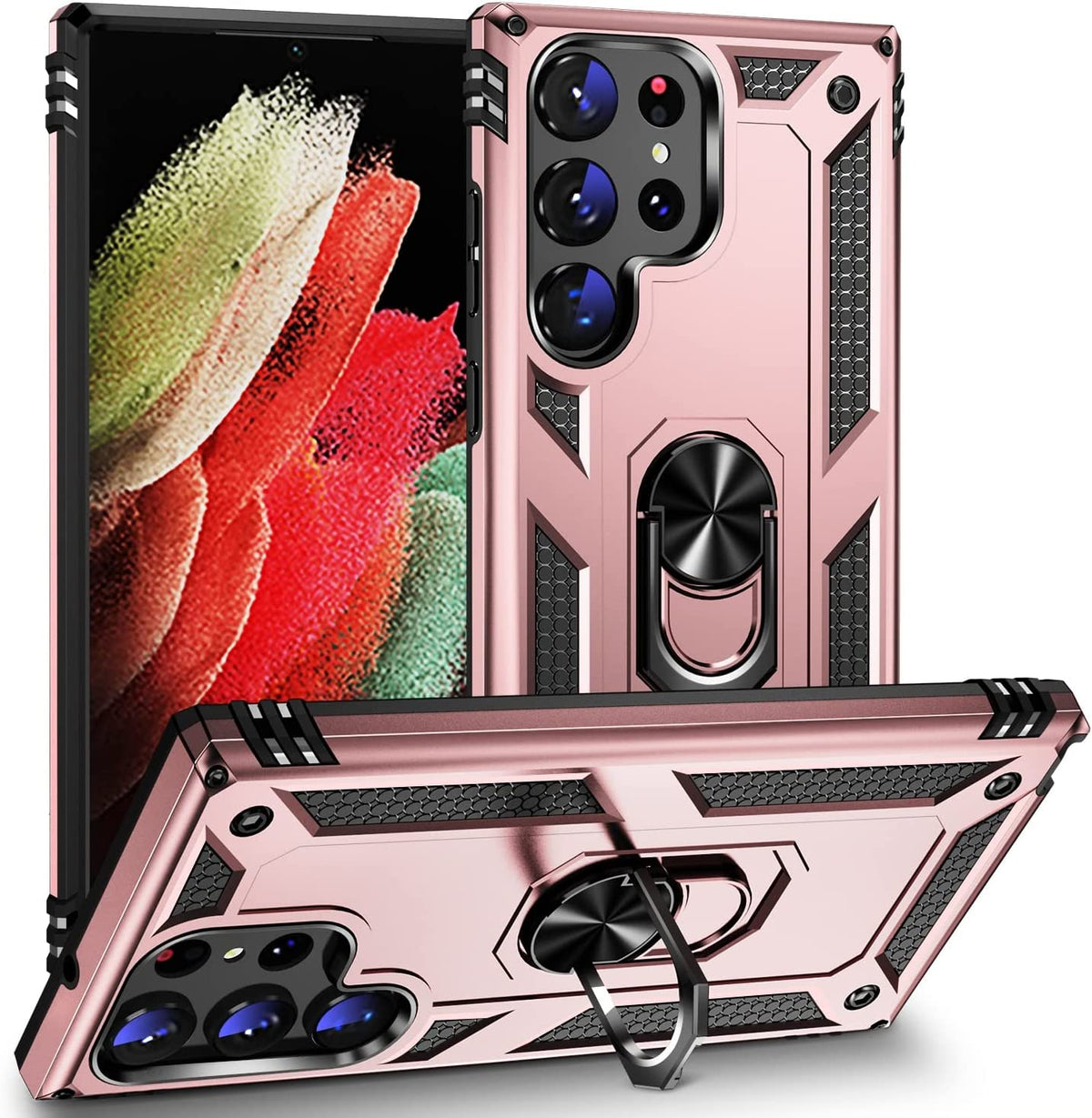 Samsung Galaxy S23 Ultra Hoesje - Grijs - Armor Kickstand Back Cover
