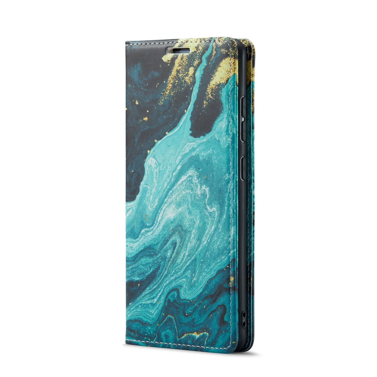 Samsung Galaxy A14 Hoesje - Blue Aquamarine - Marmer Portemonnee Bookcase