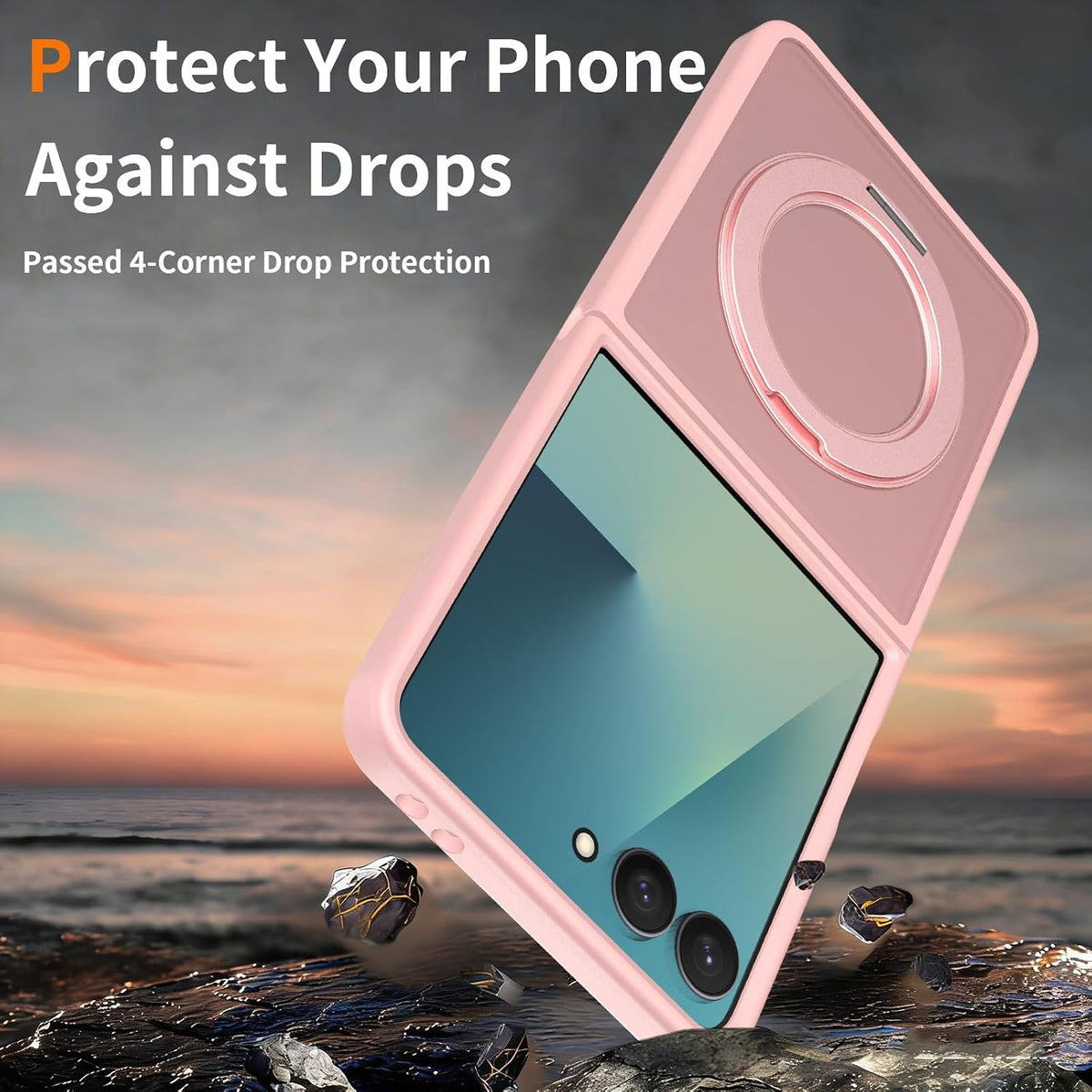 Samsung Galaxy Z Flip8 Case - Pink - Matte Armour MagSafe Back Cover with Kickstand