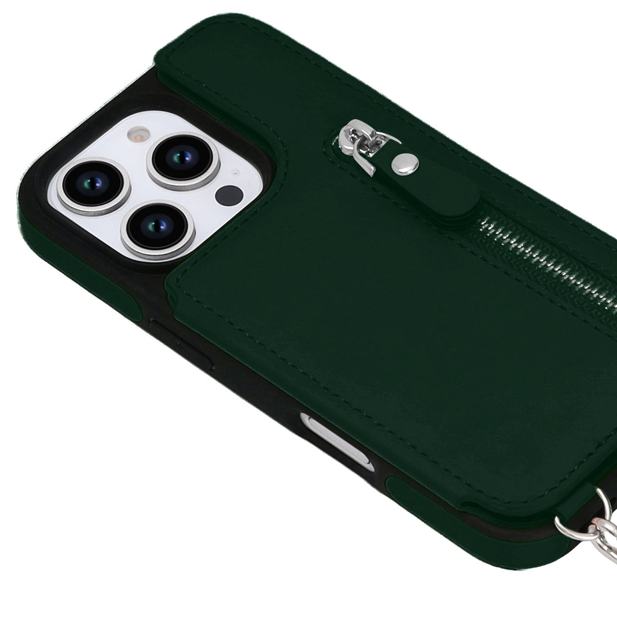 Apple iPhone 16 Pro Hoesje - Groen - Luxe Back Cover met Telefoonkoord en Rits