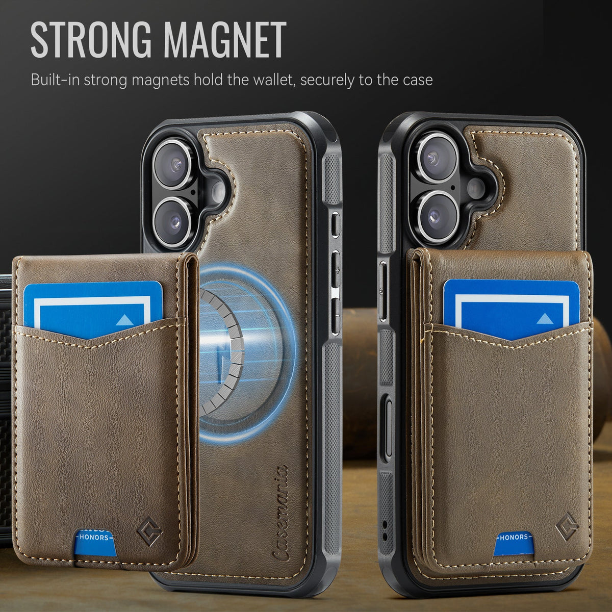 Apple iPhone 17 Case - Mahogany Brown - MagSafe Back Cover with Card Holder