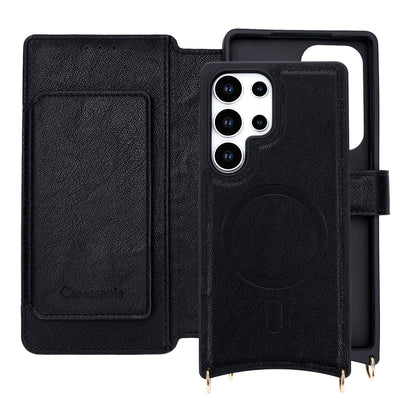 Samsung Galaxy S25 Ultra Hoesje - Zwart - 'Amsterdam' Magnetische Wallet Case met Pasjeshouders en