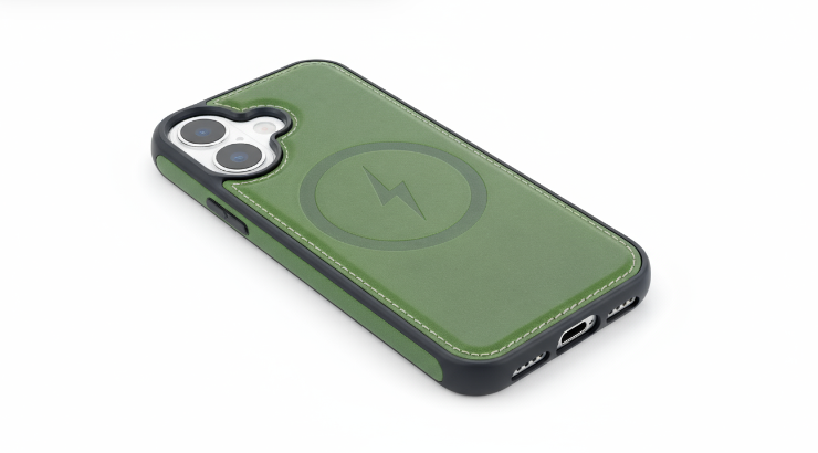 Apple iPhone 17 Case - Olive Green - Genuine Leather MagSafe Back Cover