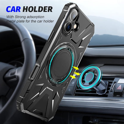 Apple iPhone 16 Plus Hoesje - Zwart - Ring Kickstand MagSafe Back Cover