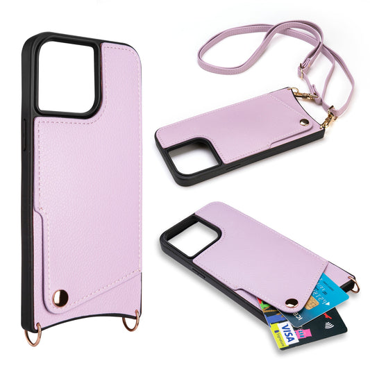 Apple iPhone 15 Pro Max Hülle - Lila - Backcover mit Handschlaufe und Handykette