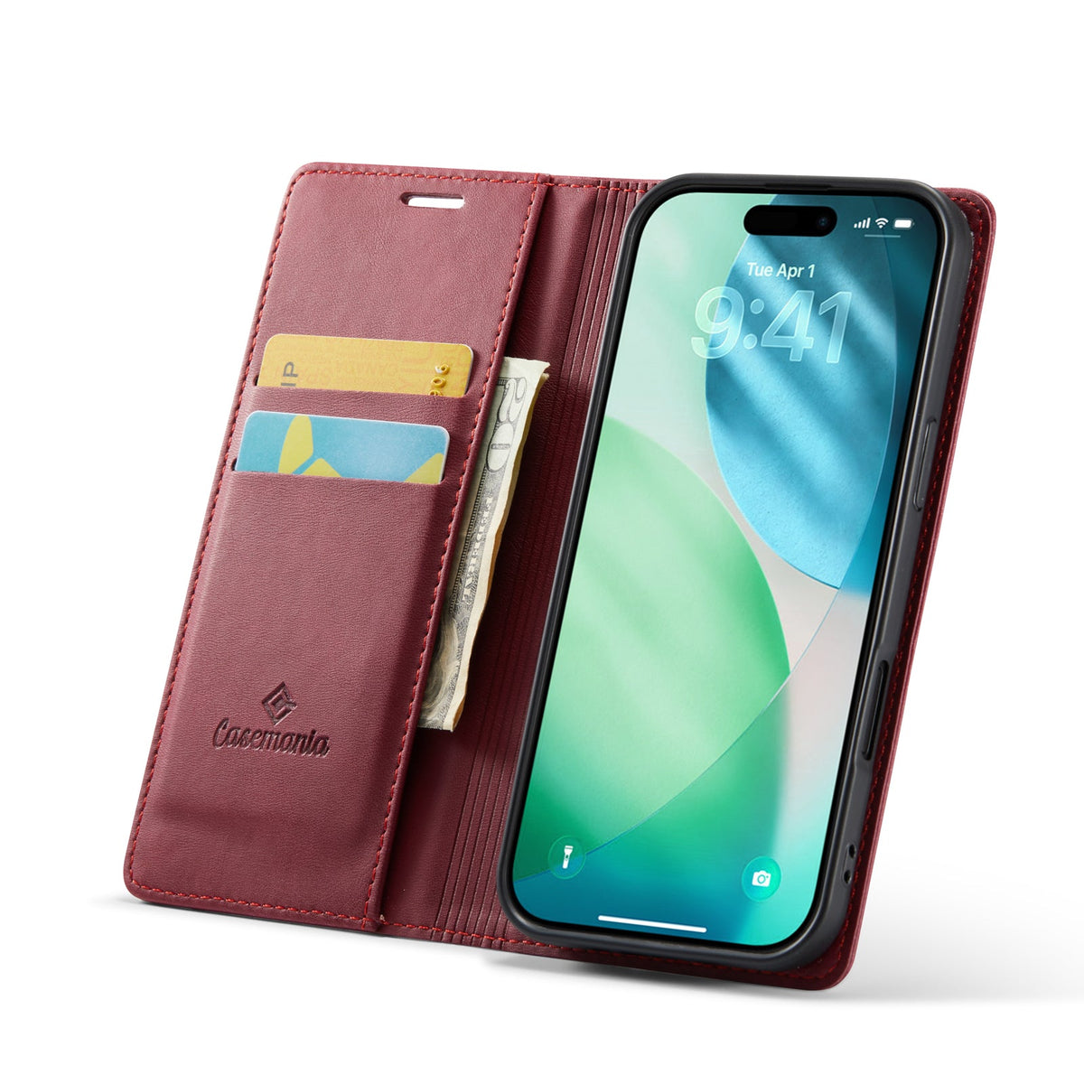 Étui Apple iPhone Air - Rouge Bourgogne - Étui portefeuille fin et luxueux