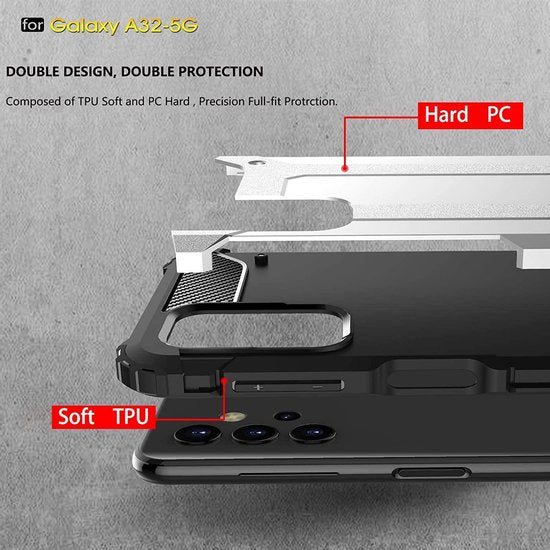 Samsung Galaxy A32 5G Hoesje - Zwart - Armor Kickstand Back Cover