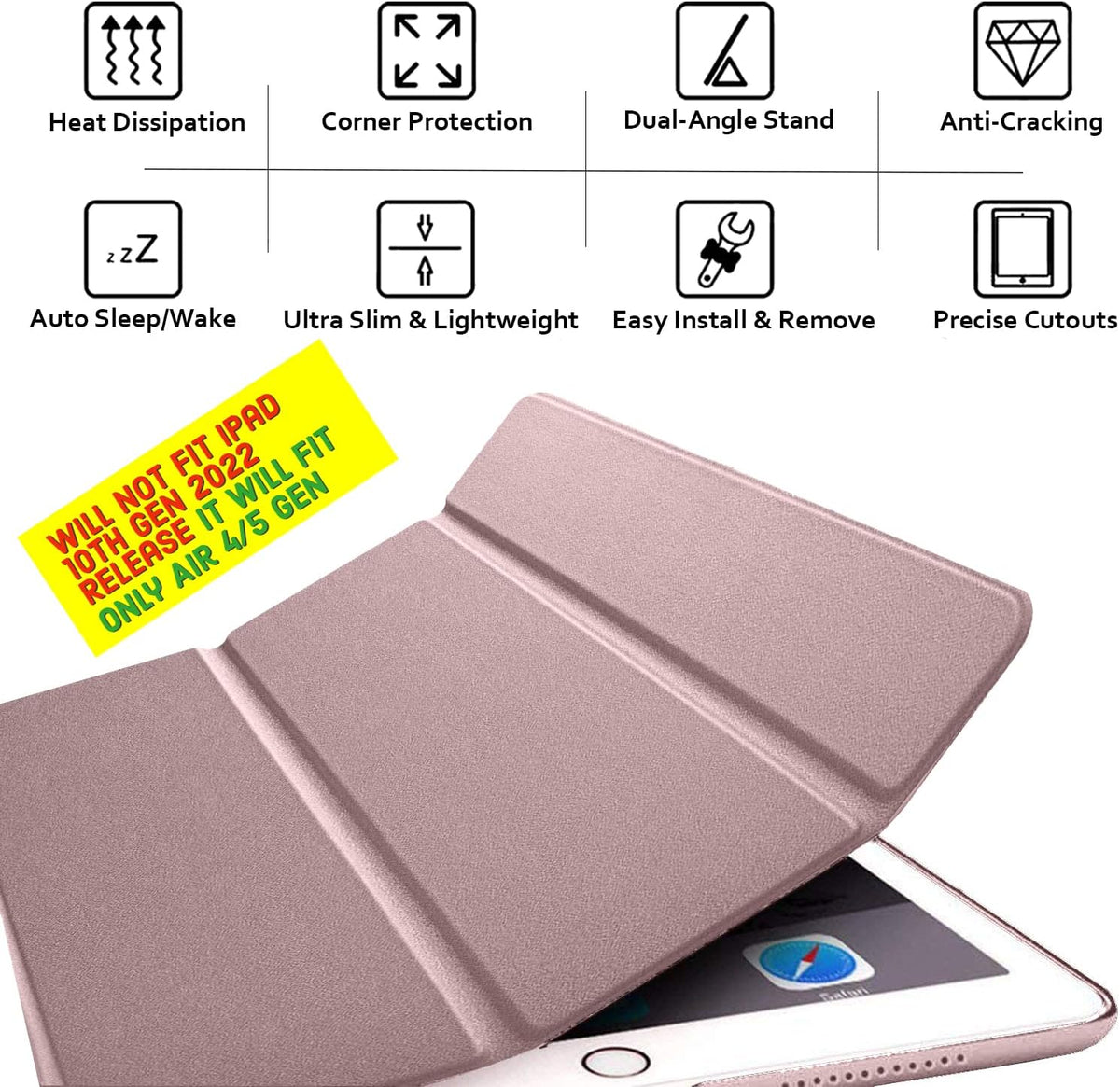 Apple iPad Air 5 10.9 (2022) Tablethoes - Rosegoud - Smart Cover