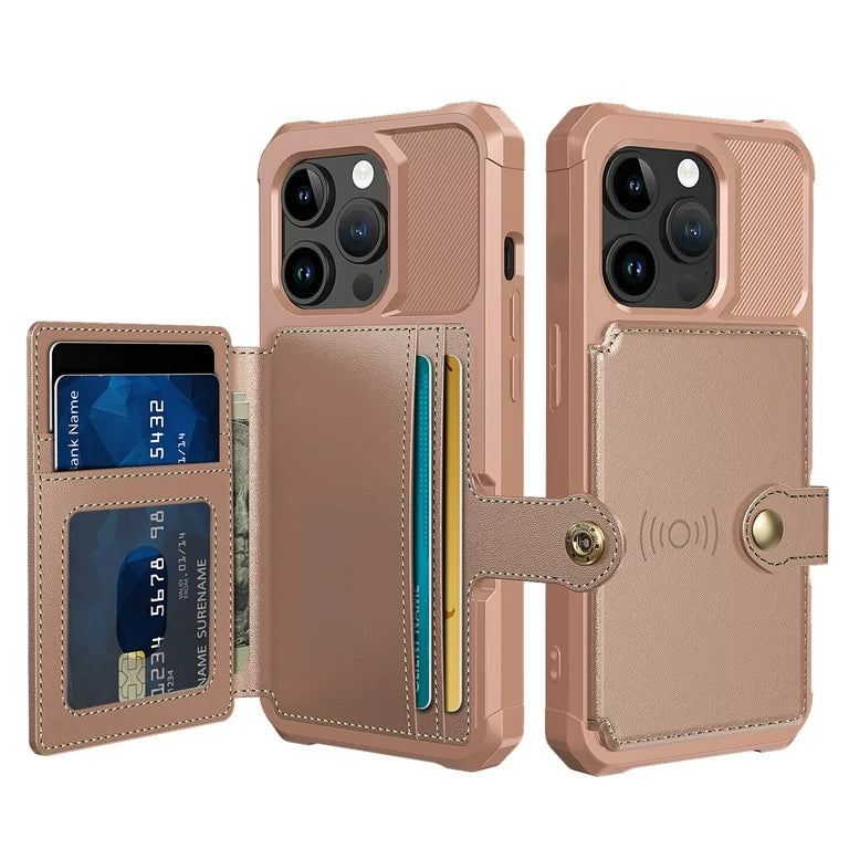 Apple iPhone 15 Pro Hülle - Roségold - Backcover mit Kartenfach
