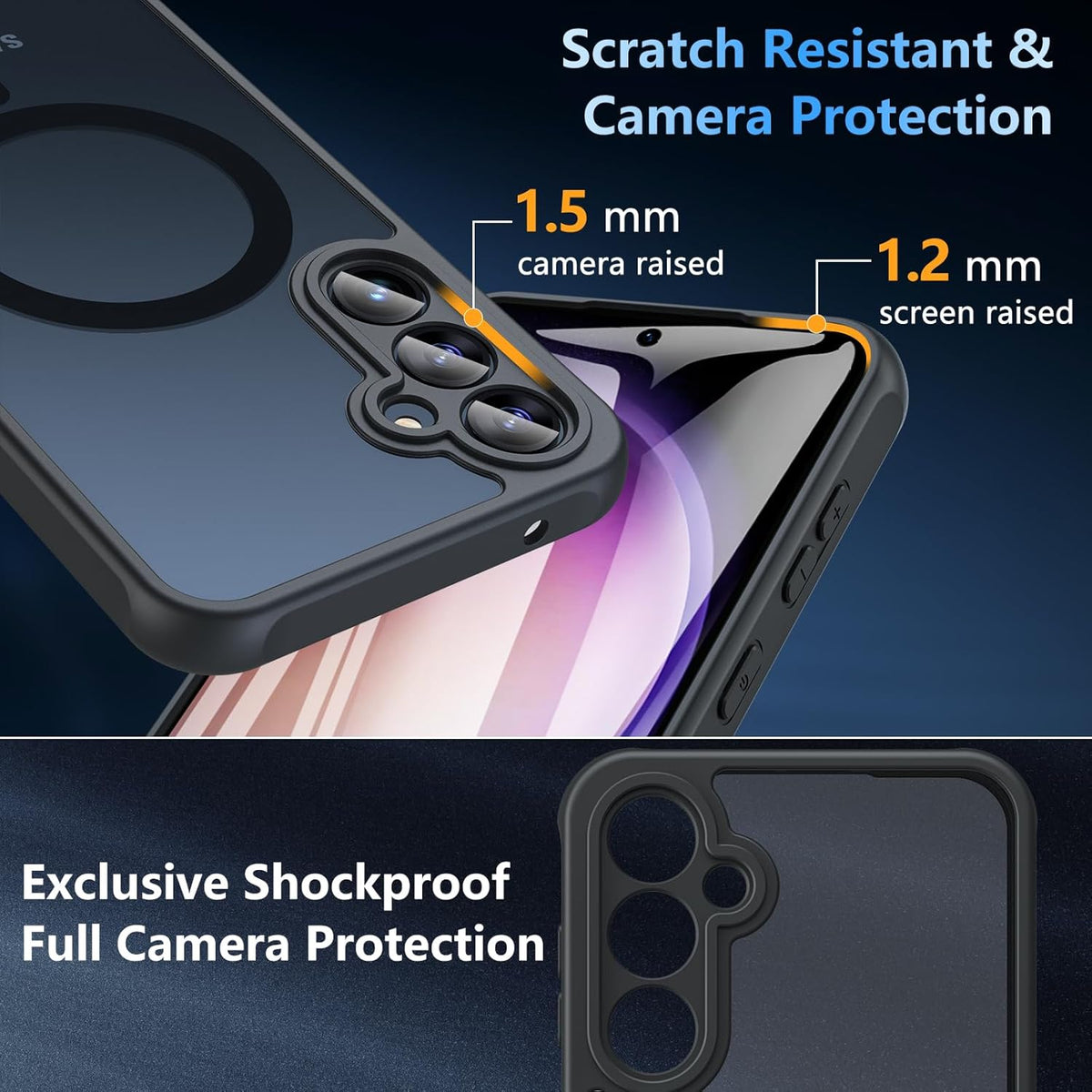 Samsung Galaxy S26 Hoesje - Donker Blauw - Matte Armor MagSafe Back Cover met Valbescherming