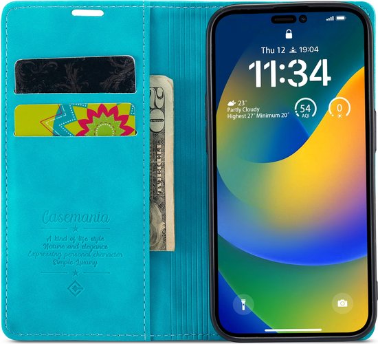 Apple iPhone 14 Pro Hoesje - Azure Blue - Dunne Bookcase