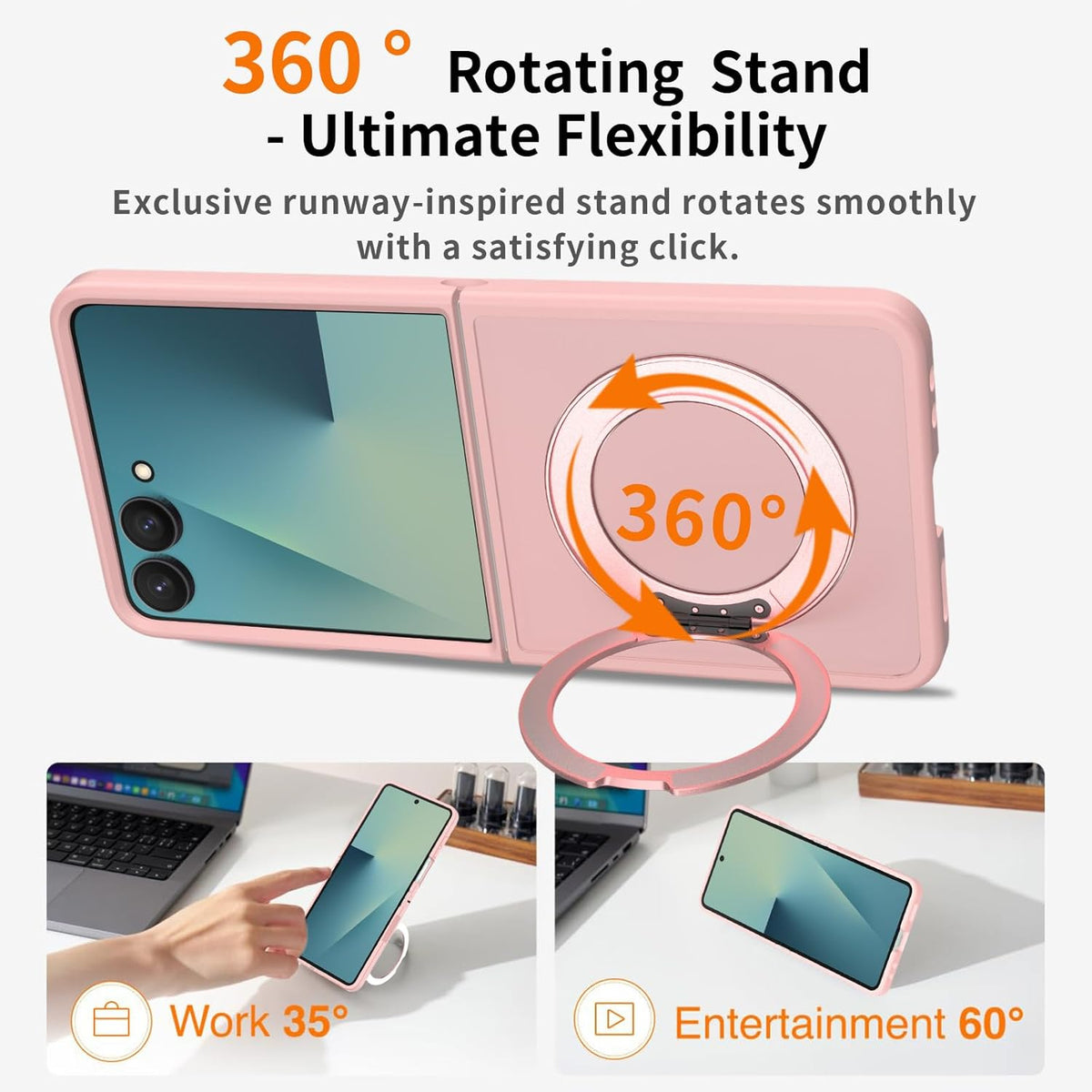 Samsung Galaxy Z Flip8 Case - Pink - Matte Armour MagSafe Back Cover with Kickstand