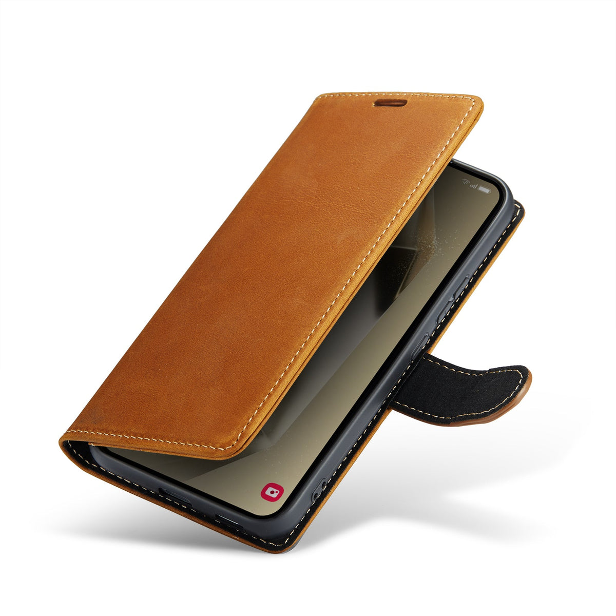 Samsung Galaxy S24 Plus Hoesje - Sienna Brown - Echt Leren Bookcase