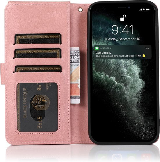 Oppo A96 Hoesje - Roze - Extra Stevige Luxe Bookcase met Rits en Vakken