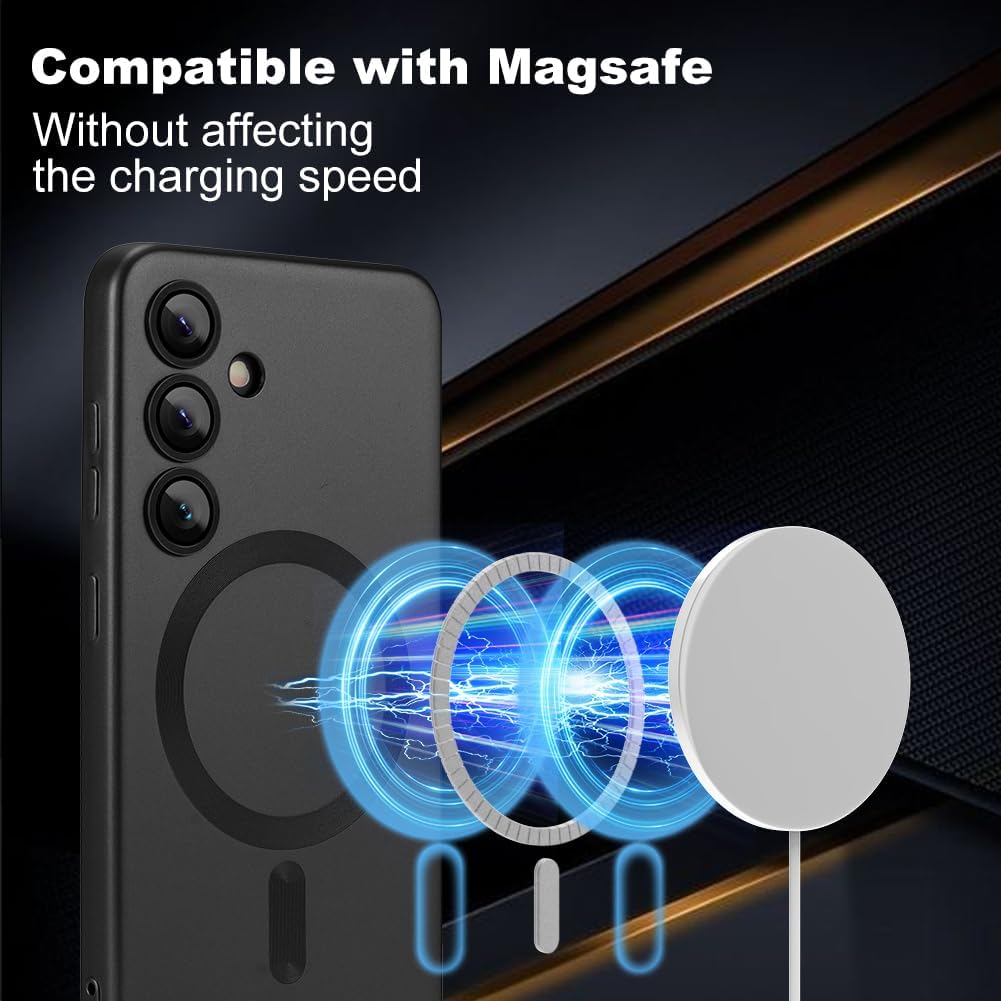 Samsung Galaxy S25 Plus Hoesje - Zwart - Matte Siliconen MagSafe Back Cover