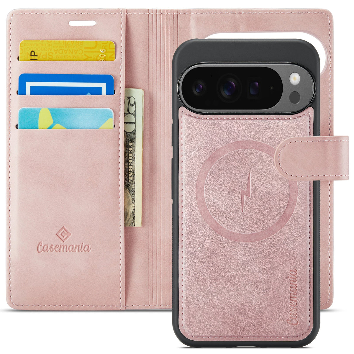 Google Pixel 10 Pro XL Hülle - Pale Pink - Luxuriöses 2-in-1 MagSafe-Bookcase