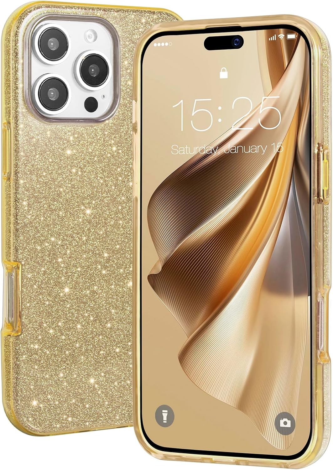 Apple iPhone 16 Pro Case - Gold - Glitter Back Cover