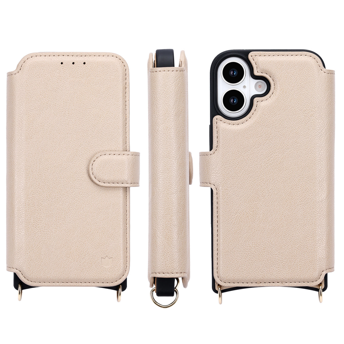 Apple iPhone 17 Hoesje - Beige - 'Amsterdam' Magnetische Wallet Case met Pasjeshouders en