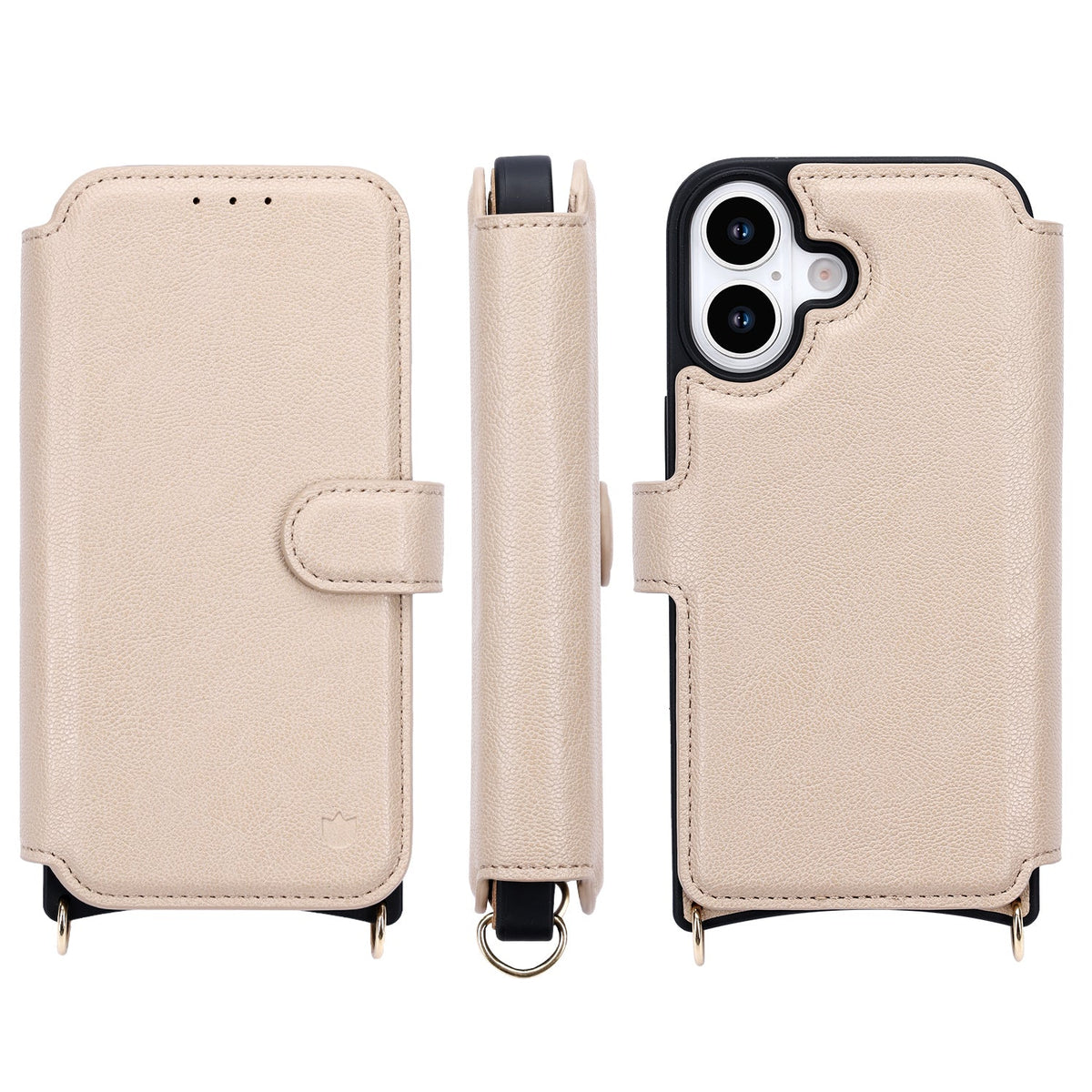 Apple iPhone 16 Hoesje - Beige - CM Amsterdam Back Cover met Telefoonkoord