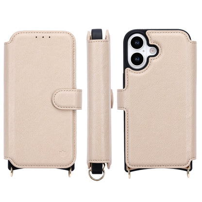 Apple iPhone 16 Hoesje - Beige - CM Amsterdam Back Cover met Telefoonkoord