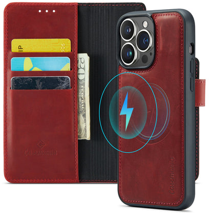 Apple iPhone 15 Pro Max Hoesje - Crimson Red - Echt Leren 2 in 1 MagSafe Bookcase