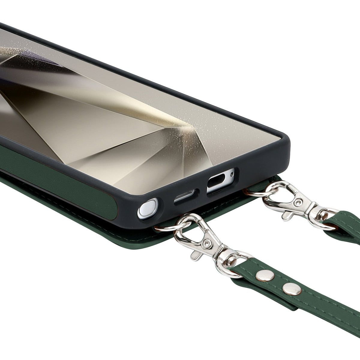 Samsung Galaxy S25 Ultra Hoesje - Groen - Luxe Back Cover met Telefoonkoord en Rits