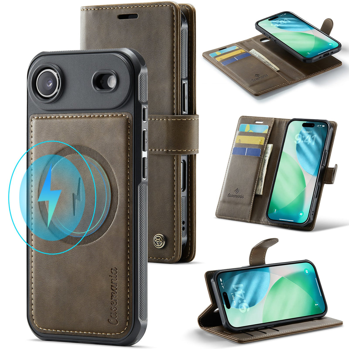 Apple iPhone Air Case - Mahogany Brown - Luxury 2-in-1 MagSafe Wallet Case