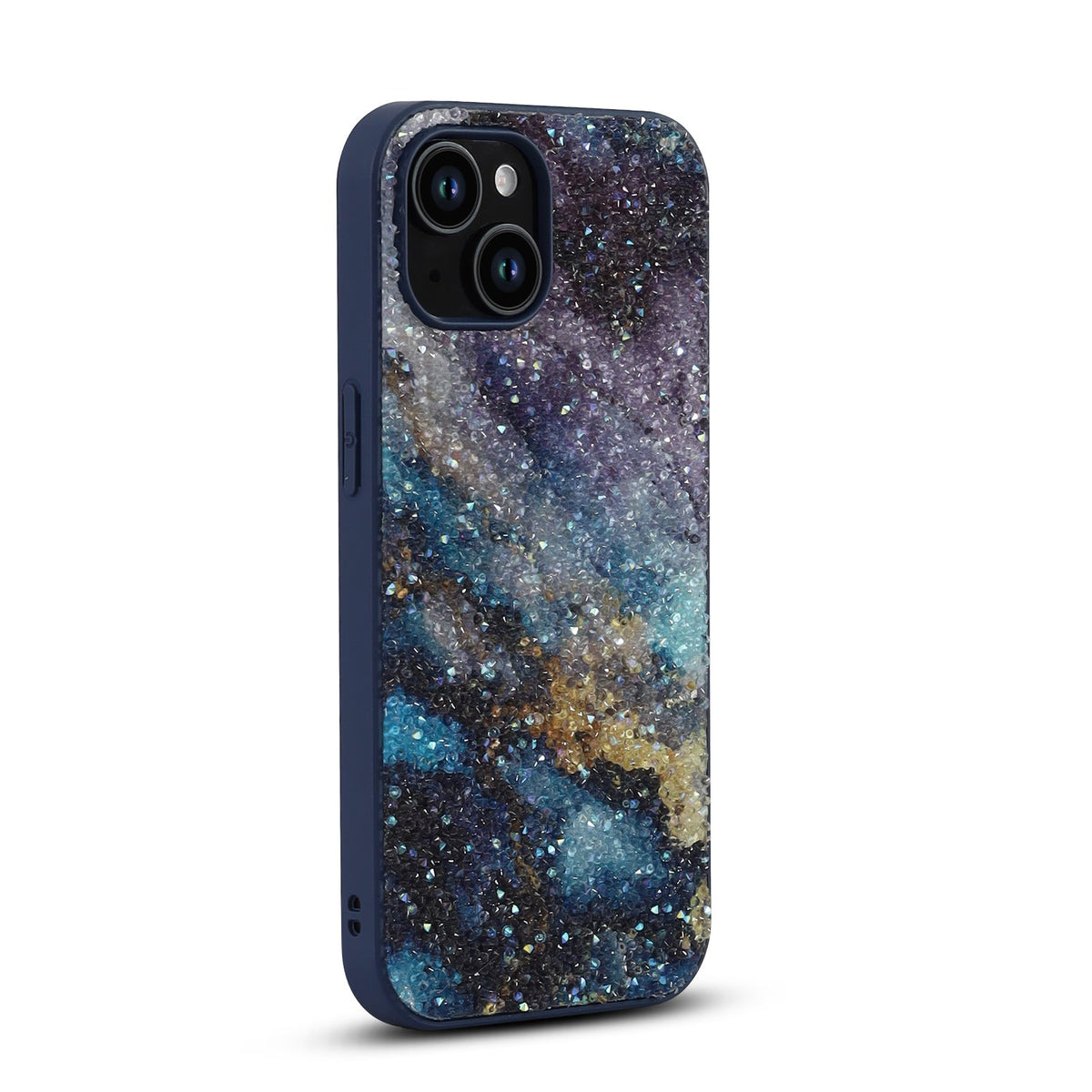 Apple iPhone 14 Case - Blue - Diamond Marble Glitter Back Cover